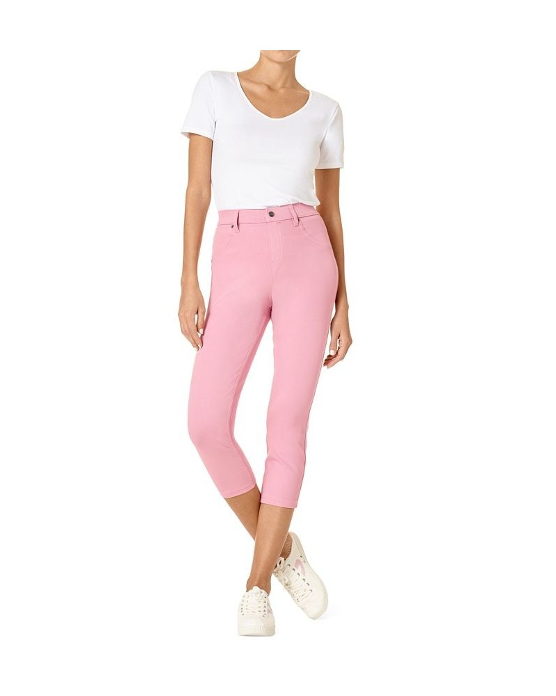 Women's High-Rise Ultra-Soft Denim Capri Leggings Pink $21.09 Pants