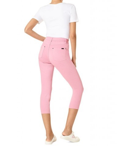 Women's High-Rise Ultra-Soft Denim Capri Leggings Pink $21.09 Pants