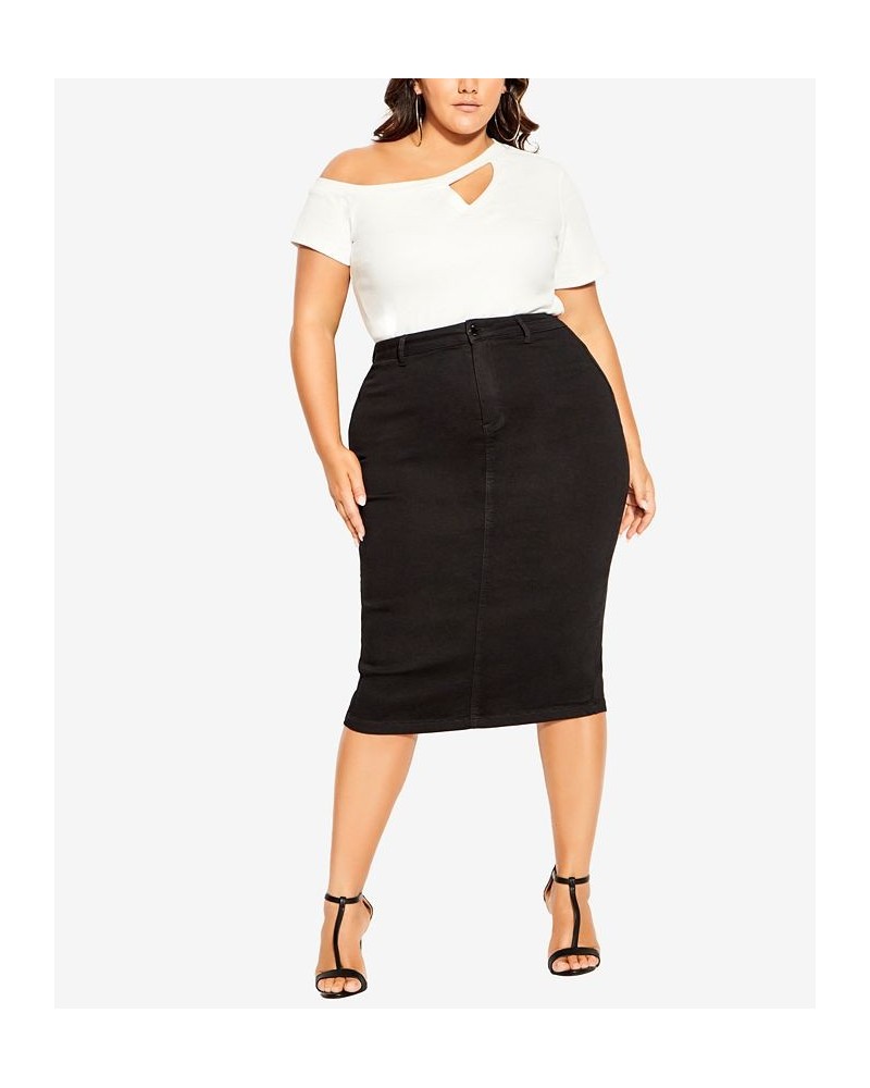 Trendy Plus Size Emma Midi Skirt Black $37.38 Skirts