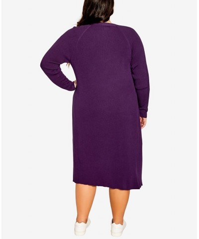 Plus Size Trendy Isabella Cardigan Sweater Purple $35.97 Sweaters