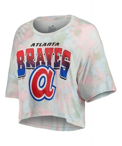 Women's Threads Atlanta Braves Cooperstown Collection Tie-Dye Boxy Cropped Tri-Blend T-shirt Light Blue $34.19 Tops
