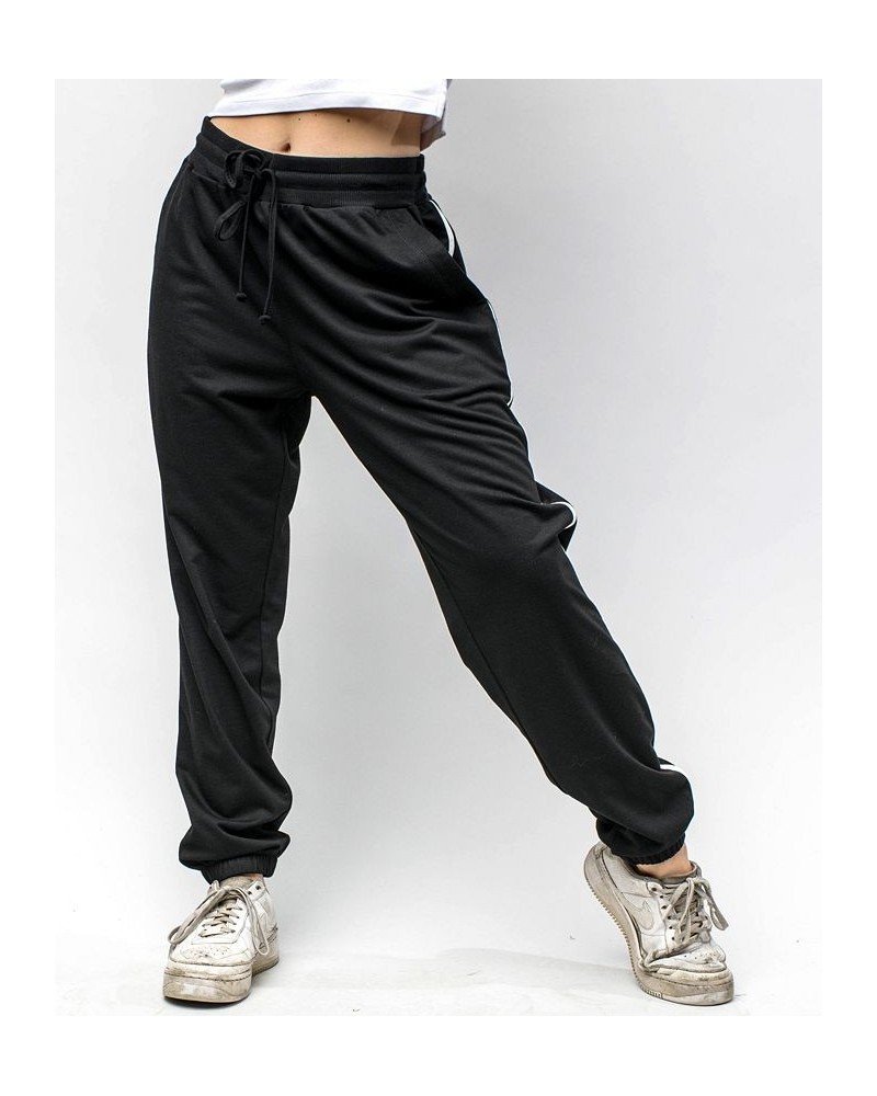 Women's Reneu Earth Drawstring Sweat Pants with Stripe Brown $36.04 Pants