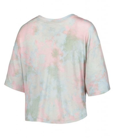 Women's Threads Atlanta Braves Cooperstown Collection Tie-Dye Boxy Cropped Tri-Blend T-shirt Light Blue $34.19 Tops