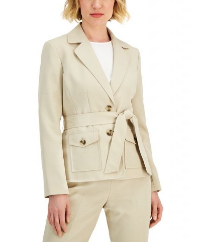 Women's Belted Pant Suit Regular and Petite Sizes Pale Blue $33.79 Suits