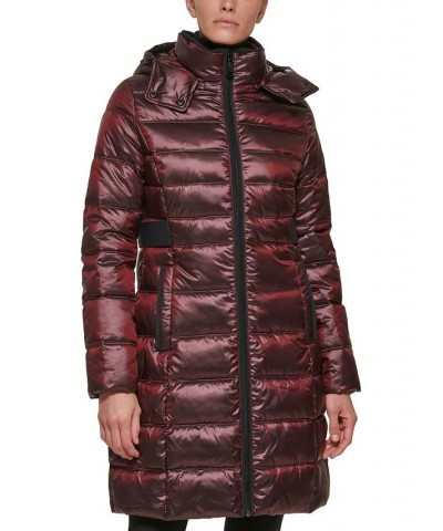 Petite Hooded Shine Packable Puffer Coat Shine Wine $63.00 Coats