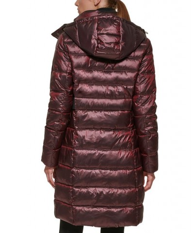 Petite Hooded Shine Packable Puffer Coat Shine Wine $63.00 Coats