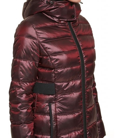 Petite Hooded Shine Packable Puffer Coat Shine Wine $63.00 Coats