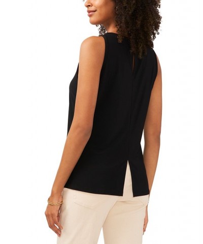 Women's Back Keyhole Split-Hem Sleeveless Top Rich Black $24.50 Tops