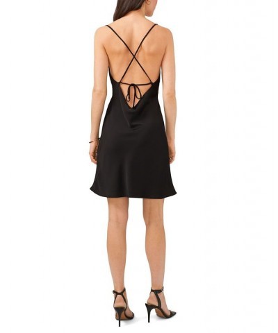 Women's Strappy Back Cowl Neck Dress Black $35.60 Dresses