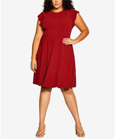 Trendy Plus Size Skylar Knee Length Dress Red $52.36 Dresses