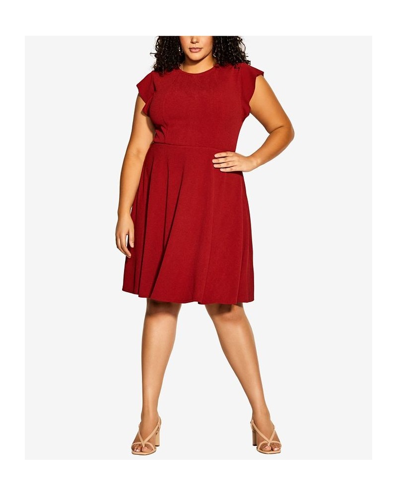Trendy Plus Size Skylar Knee Length Dress Red $52.36 Dresses
