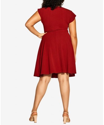 Trendy Plus Size Skylar Knee Length Dress Red $52.36 Dresses