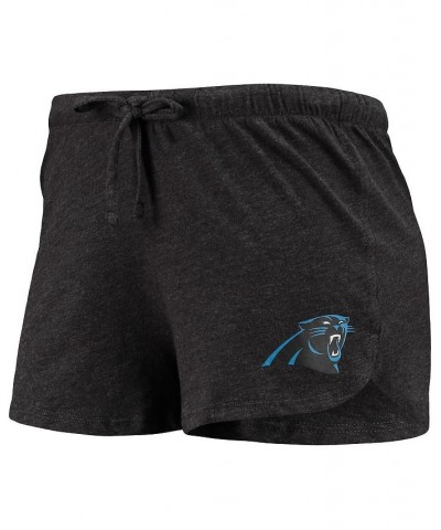 Women's Black Carolina Panthers Meter Knit Long Sleeve Raglan Top and Shorts Sleep Set Black $30.10 Pajama