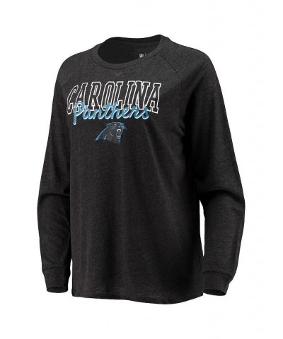 Women's Black Carolina Panthers Meter Knit Long Sleeve Raglan Top and Shorts Sleep Set Black $30.10 Pajama