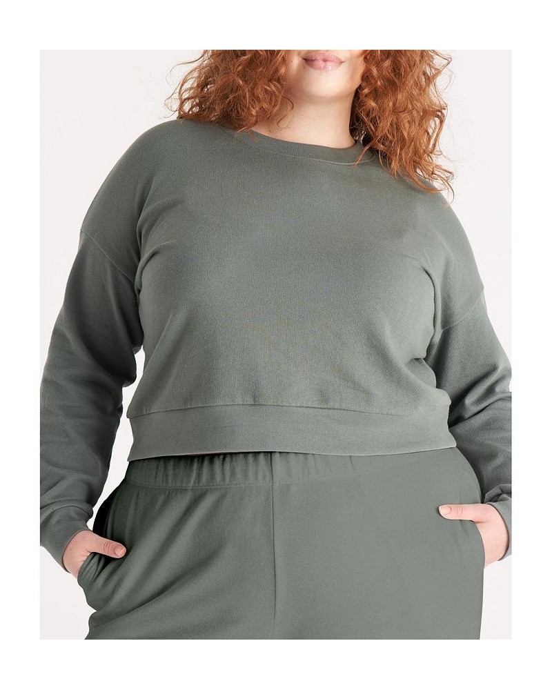 The Women's Cropped Sweatshirt- Plus Size Green $32.26 Sweatshirts
