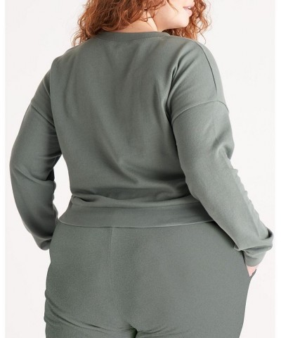 The Women's Cropped Sweatshirt- Plus Size Green $32.26 Sweatshirts