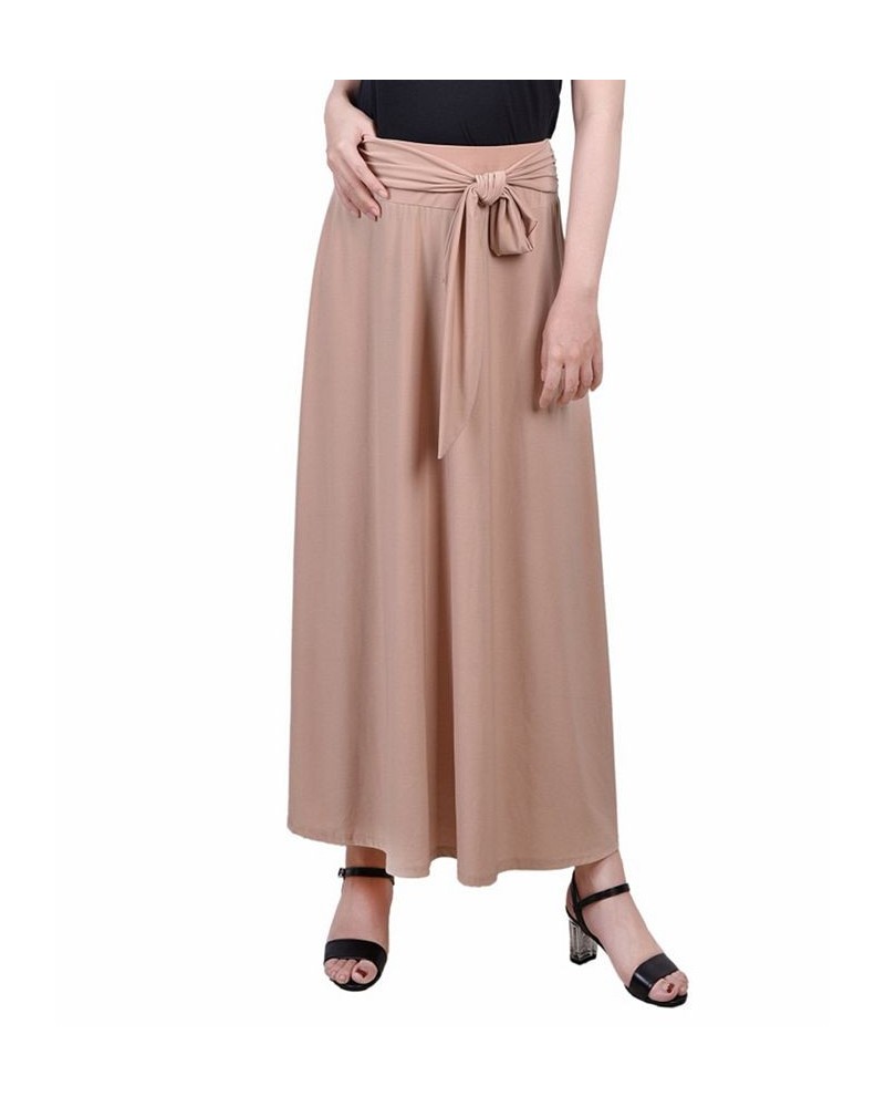 Petite Solid Maxi Skirt with Sash Waist Tie Pink $14.40 Skirts