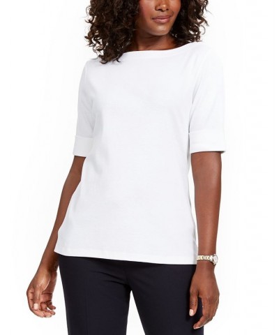 Cotton Boat-Neck Top Bellflower $11.99 Tops