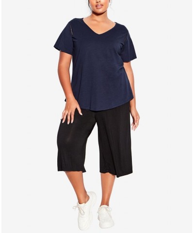 Plus Size Flutter Short Sleeve Plain Top Blue $22.68 Tops