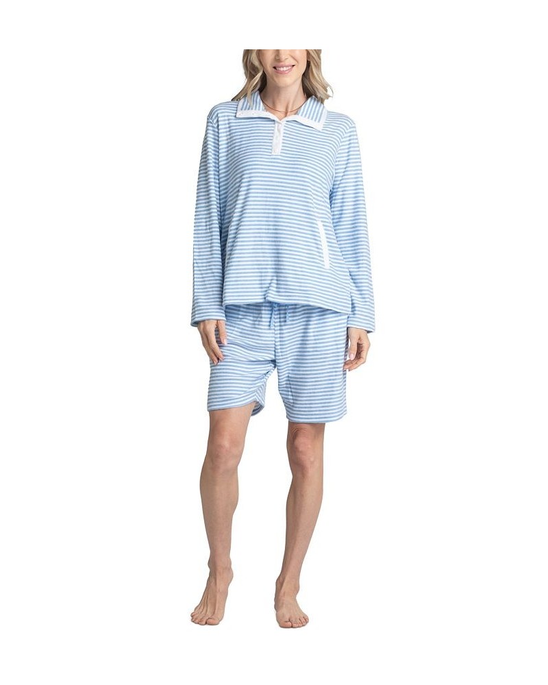 Women's 3-Pc. Tank Long Sleeve T-Shirt & Bermuda Pajama Set Blue $39.78 Sleepwear