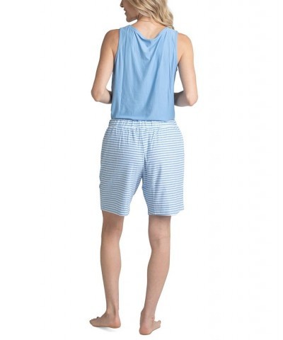 Women's 3-Pc. Tank Long Sleeve T-Shirt & Bermuda Pajama Set Blue $39.78 Sleepwear