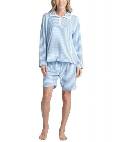 Women's 3-Pc. Tank Long Sleeve T-Shirt & Bermuda Pajama Set Blue $39.78 Sleepwear