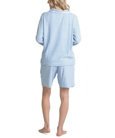 Women's 3-Pc. Tank Long Sleeve T-Shirt & Bermuda Pajama Set Blue $39.78 Sleepwear