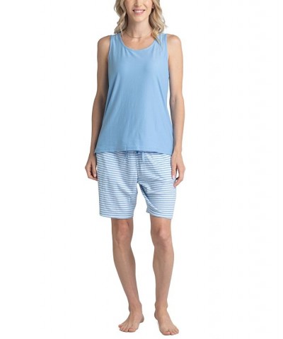 Women's 3-Pc. Tank Long Sleeve T-Shirt & Bermuda Pajama Set Blue $39.78 Sleepwear