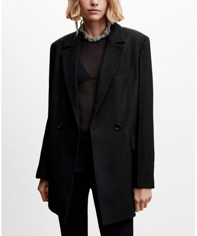 Women's Long Sleeve Patterned Suit Blazer Black $68.40 Jackets