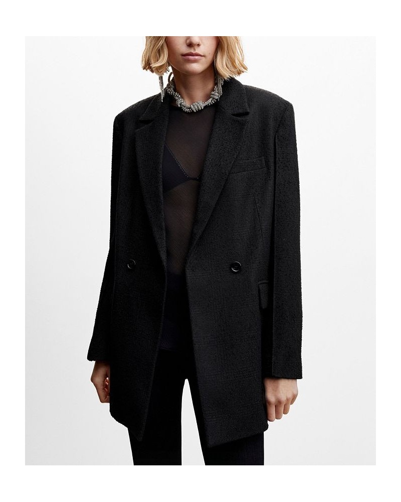 Women's Long Sleeve Patterned Suit Blazer Black $68.40 Jackets