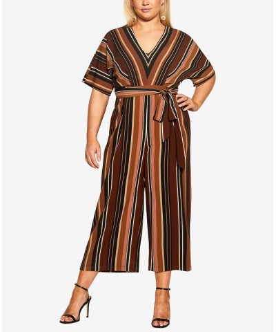 Trendy Plus Size Stripe Jumpsuit Tanstripe $54.18 Pants