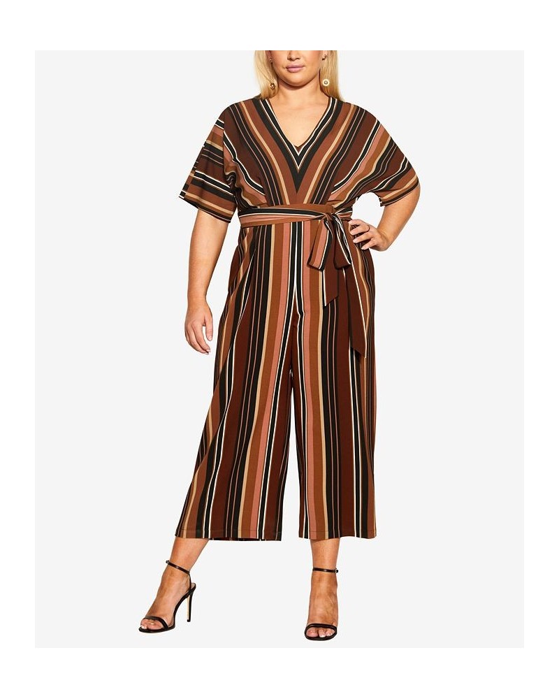 Trendy Plus Size Stripe Jumpsuit Tanstripe $54.18 Pants