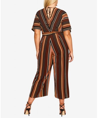 Trendy Plus Size Stripe Jumpsuit Tanstripe $54.18 Pants