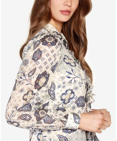 Women's Black Label Paisley Floral Print Button-Front Top Cream Combo $27.30 Tops