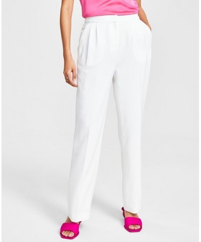 Women's Textured Straight-Leg Pants Blanc $46.28 Pants