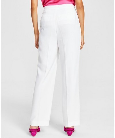 Women's Textured Straight-Leg Pants Blanc $46.28 Pants