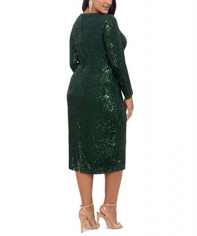 Plus Size Sequined Long-Sleeve Midi Dress Hunter $109.82 Dresses