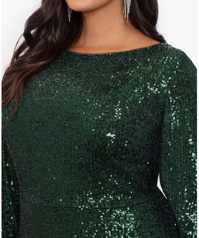 Plus Size Sequined Long-Sleeve Midi Dress Hunter $109.82 Dresses