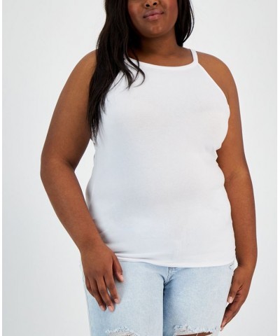 Trendy Plus Size Halter Tank Top White $9.11 Tops