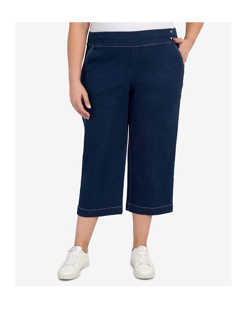 Plus Size Banded Denim Capri Pants Indigo $31.61 Pants