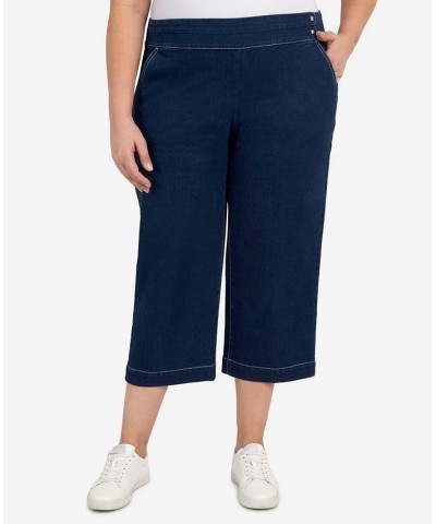 Plus Size Banded Denim Capri Pants Indigo $31.61 Pants