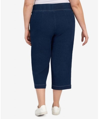 Plus Size Banded Denim Capri Pants Indigo $31.61 Pants