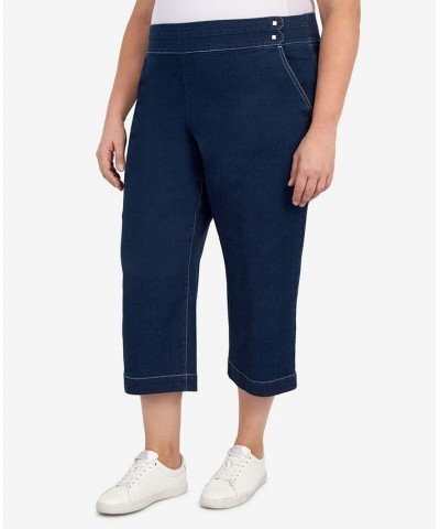 Plus Size Banded Denim Capri Pants Indigo $31.61 Pants