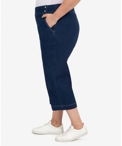 Plus Size Banded Denim Capri Pants Indigo $31.61 Pants