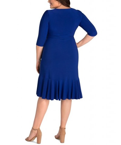 Women's Plus Size Whimsy Wrap Dress Blue $52.92 Dresses