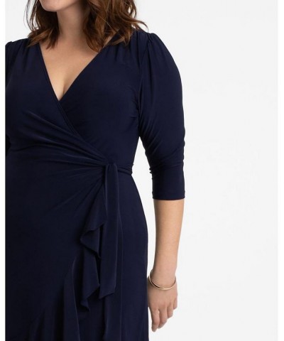 Women's Plus Size Whimsy Wrap Dress Blue $52.92 Dresses