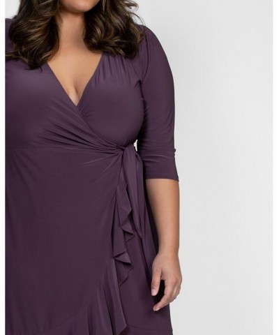 Women's Plus Size Whimsy Wrap Dress Blue $52.92 Dresses