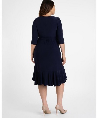 Women's Plus Size Whimsy Wrap Dress Blue $52.92 Dresses