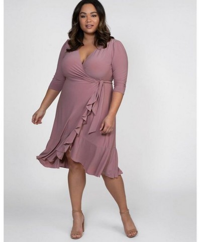 Women's Plus Size Whimsy Wrap Dress Blue $52.92 Dresses