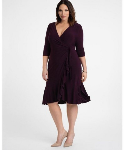 Women's Plus Size Whimsy Wrap Dress Blue $52.92 Dresses